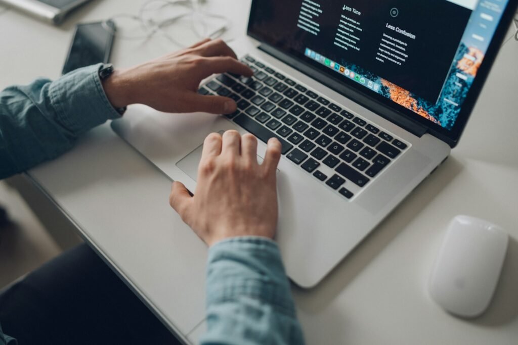person work on computer